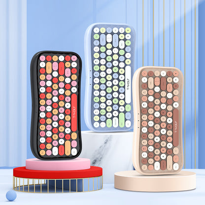 TF660 wireless bluetooth keyboard and mouse set round button color lipstick girl punk retro explosion