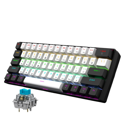 &nbsp; 61-Key mechanical keyboard Green axis dual-color keypad Mini luminous game keyboard Portable compact computer keyboard