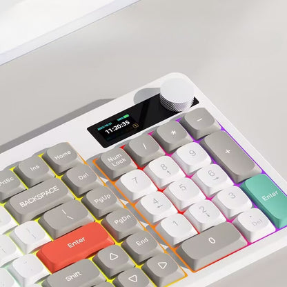Low axis mechanical keyboard YK100 wireless bluetooth wired three-mode RGB screen computer office keyboard