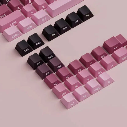 High side engraved transparent keycap PBT two-color gradual change full set of thermal sublimation personalized keyboard cap
